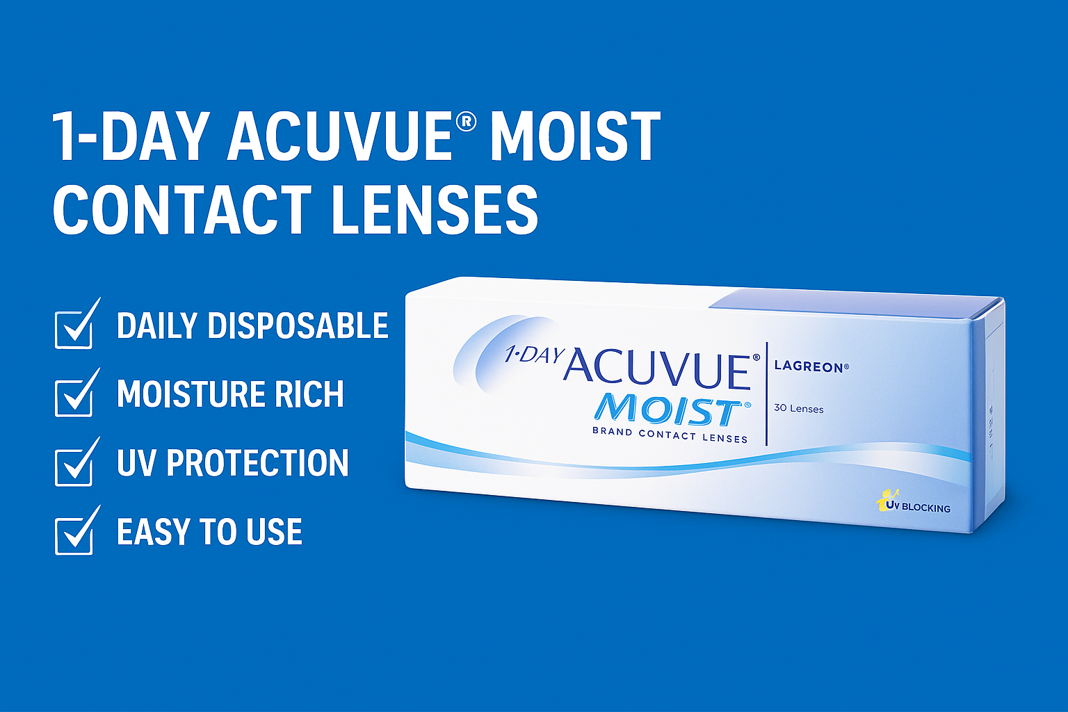 1-DAY ACUVUE® MOIST Contact Lenses – Single-Use Daily Comfort with UV Protection - My Store